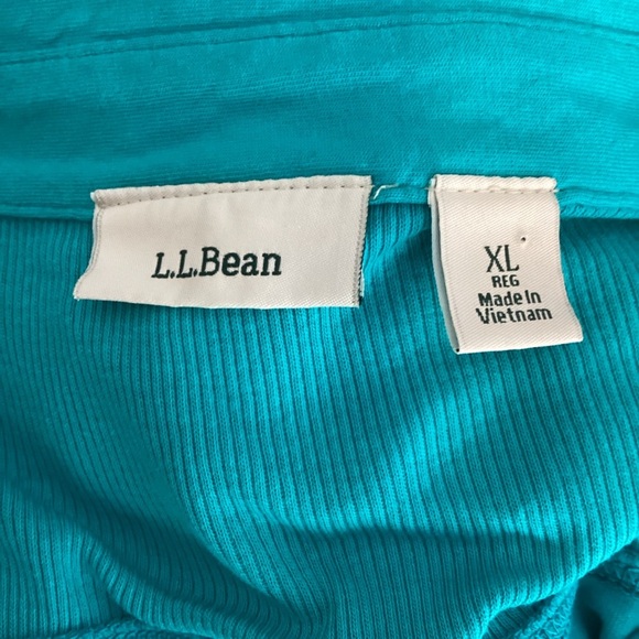 L.L. Bean Button Front 3/4 Sleeve Shirt Turquoise Blue XL - Picture 6 of 7